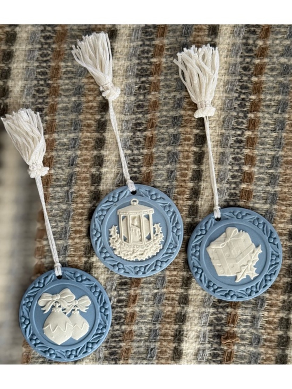 Wedgwood Jasperware Blue Christmas Ornament Set of 3 – Vintage English